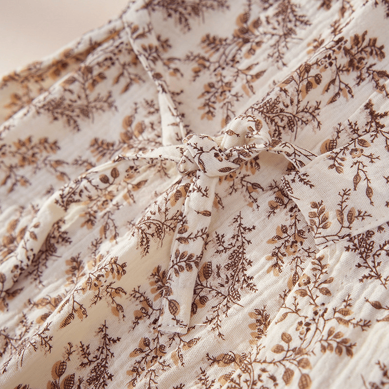 Completo da casa in cotone marrone con stampa floreale. - image 2