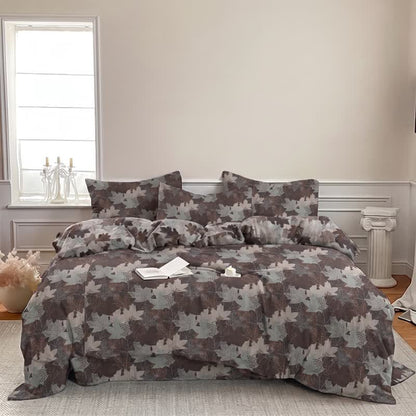 Set di biancheria da letto con copripiumino in cotone con motivo a foglie d'acero colorate. - image 25