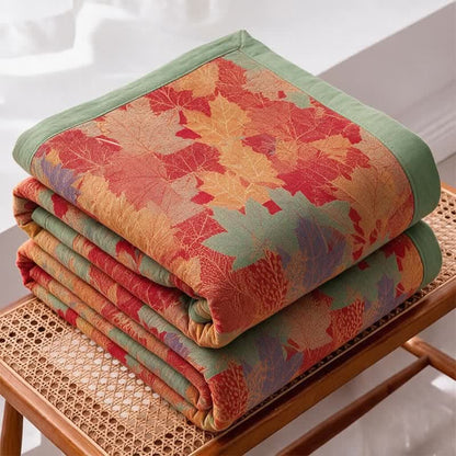 Coperta in cotone con coloratissime foglie d'acero autunnali - image 1