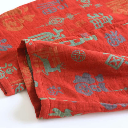 Set pigiama in cotone tinto in filo di buon auspicio Fu - image 9