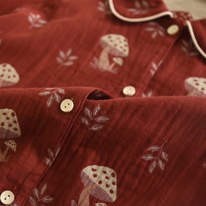 Completo da casa in cotone con stampa di funghi vintage - image 3