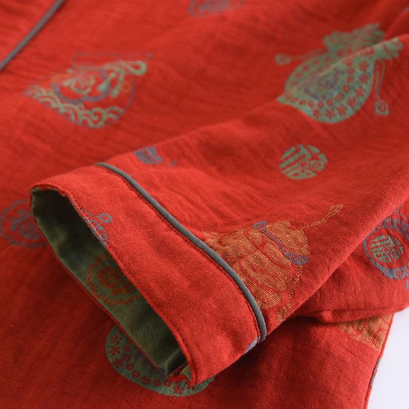 Completo da casa in cotone rosso con sacchetto portafortuna. - image 7