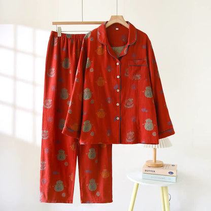 Completo da casa in cotone rosso con sacchetto portafortuna. - Rosso - XL - image 0
