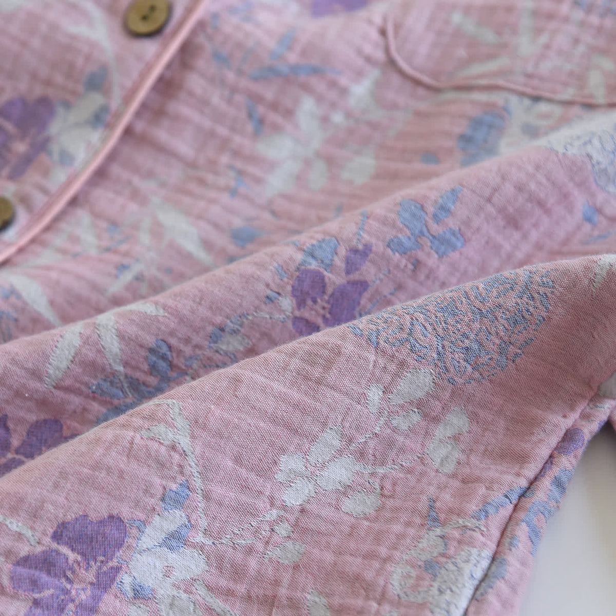 Completo da notte in garza di cotone con motivo floreale di glicine - image 7