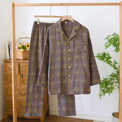 Completo pigiama a quadri in garza di cotone Heritage - Marrone - XL - image 11