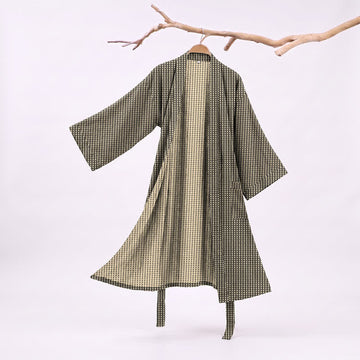 Kimono in jacquard di cotone con motivo a chevron geometrico - image 0