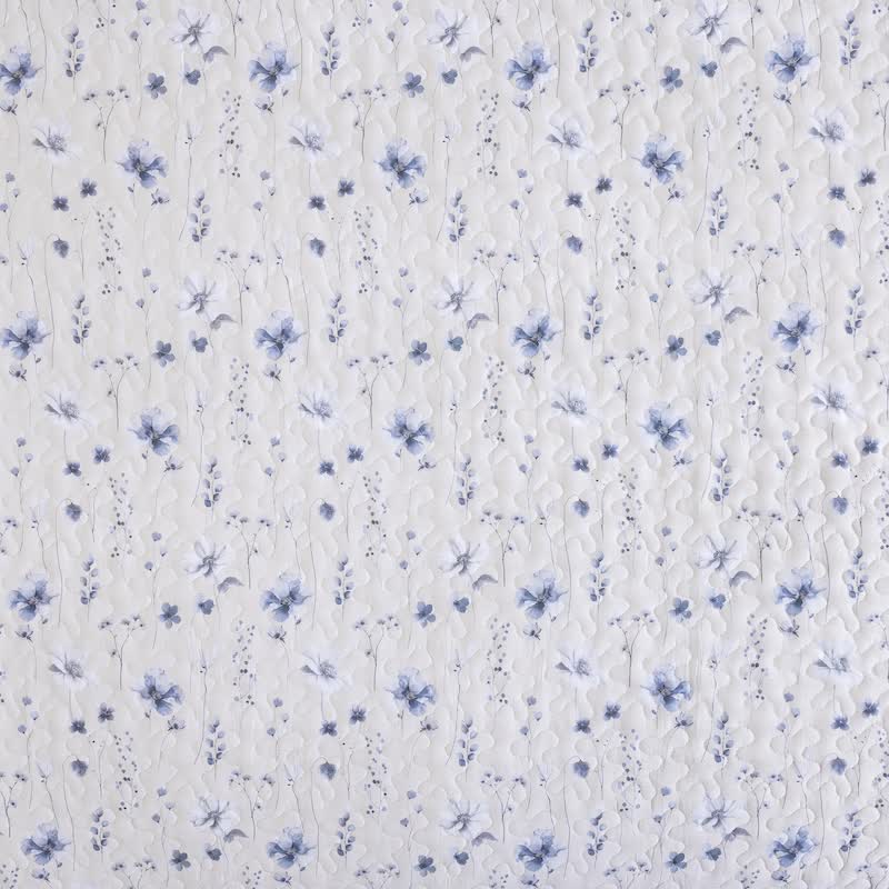 Set di trapunte in cotone con motivo floreale ad acquerello blu - image 9