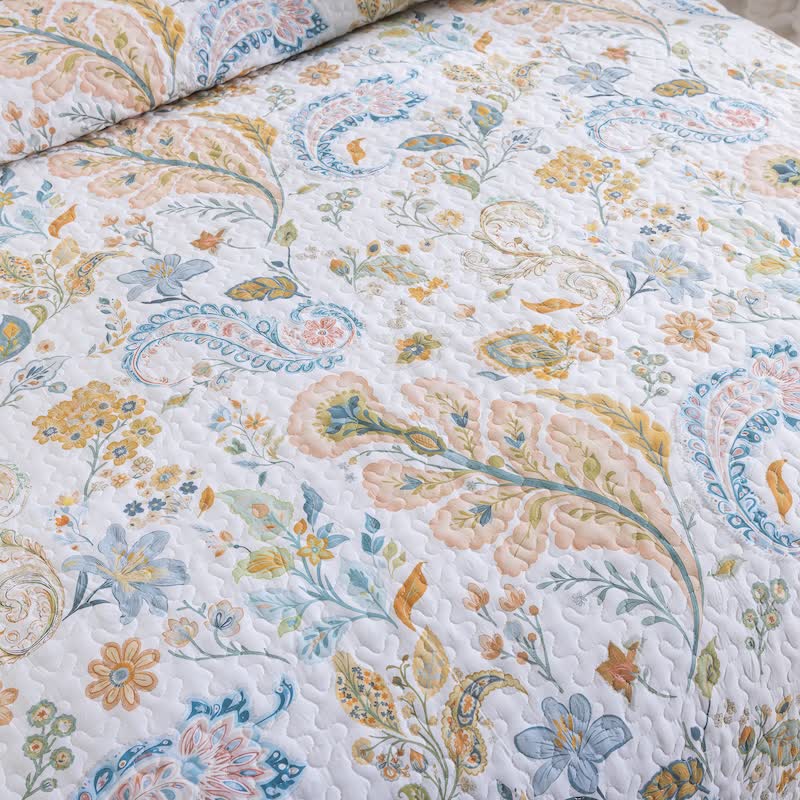 Set di trapunte in cotone con motivo floreale multicolore in stile country - image 9