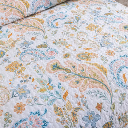 Set di trapunte in cotone con motivo floreale multicolore in stile country - image 9