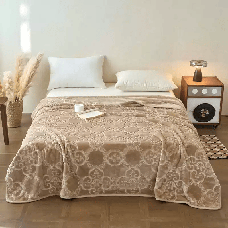 Coperta di lusso in pile Raschel multicolore - farina d'avena - Coperta - 79" x 91" - image 15