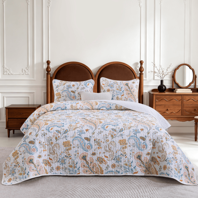 Set di trapunte in cotone con motivo floreale multicolore in stile country - image 3