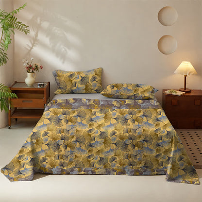 Set di biancheria da letto in cotone con foglie di ginkgo dorate - image 2