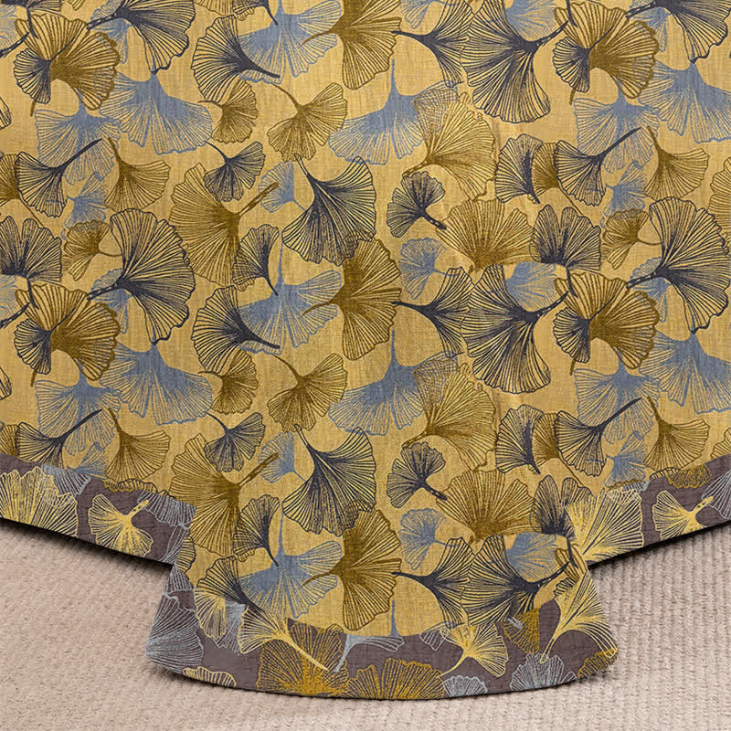 Set di biancheria da letto in cotone con foglie di ginkgo dorate - image 3