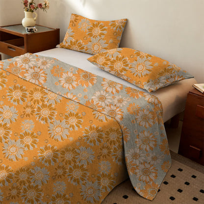 Copriletto in garza di cotone con motivo "Giardino di Girasoli" - image 1