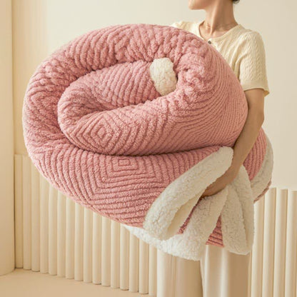 Coperta in pile di corallo con motivo geometrico a rombi - Rosa - 79" x 91" - image 10