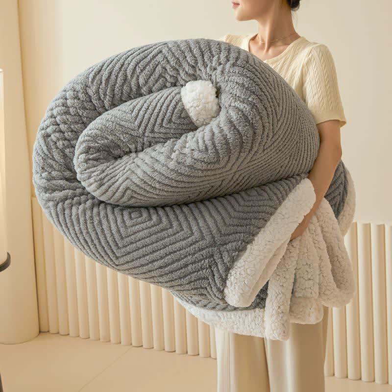 Coperta in pile di corallo con motivo geometrico a rombi - Grigio fumo - 79" x 91" - image 32