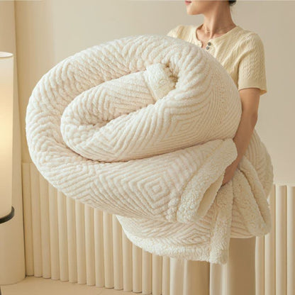 Coperta in pile di corallo con motivo geometrico a rombi - Beige - 79" x 91" - image 7