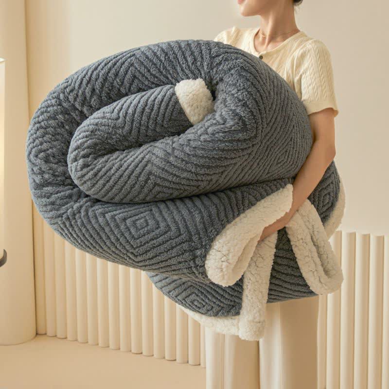 Coperta in pile di corallo con motivo geometrico a rombi - Grigio - 79" x 91" - image 28