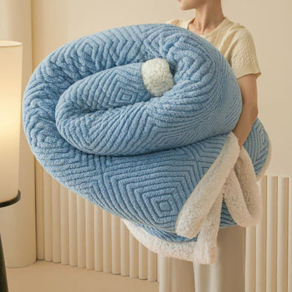 Coperta in pile di corallo con motivo geometrico a rombi - Blu - 79" x 91" - image 15