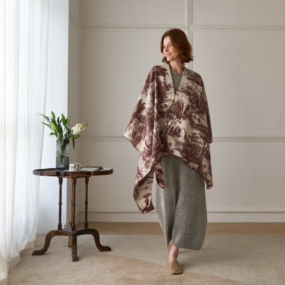 Poncho/scialle vintage in tela di cotone effetto giungla - image 10