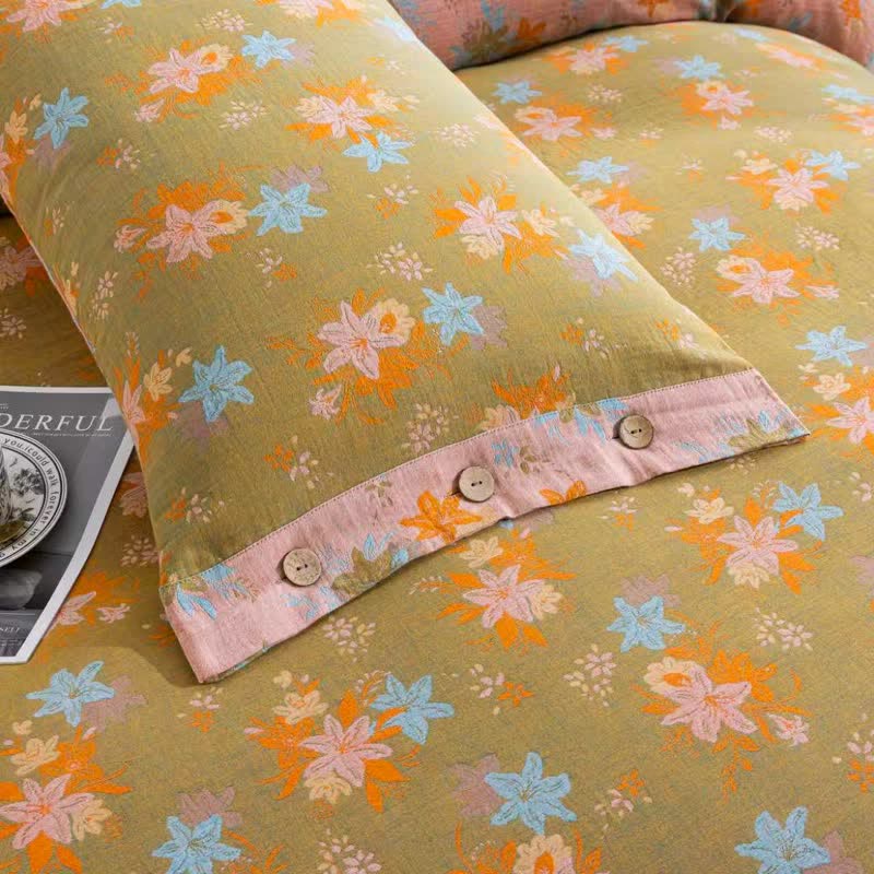 Set di biancheria da letto con copripiumino in cotone a fiori di melo selvatico. - image 8