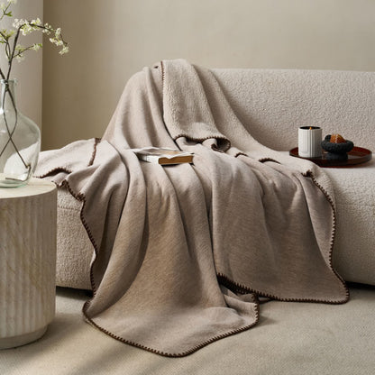 Coperta minimalista in pile sherpa a doppia faccia - Marrone grigio - 200cm x 230cm - image 8