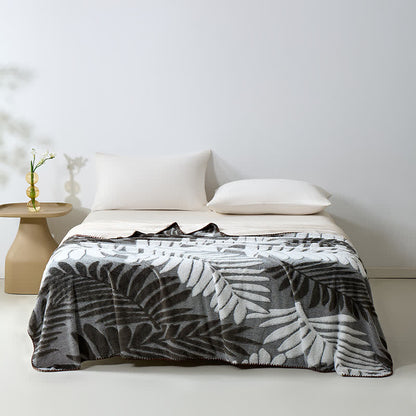Coperta in pile con motivo botanico moderno - Grigio - 200cm x 230cm - image 0