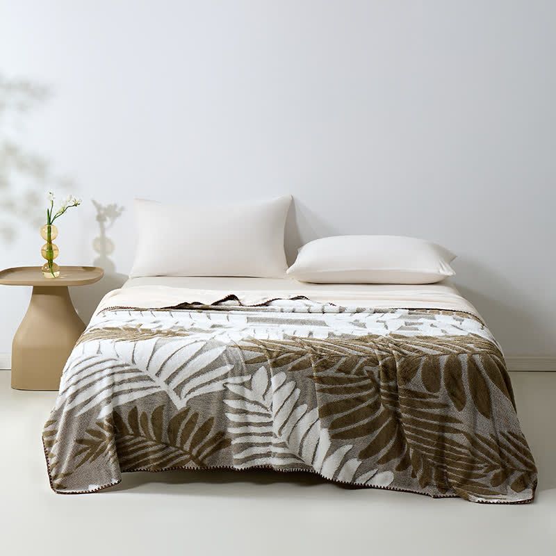 Coperta in pile con motivo botanico moderno - Marrone - 200cm x 230cm - image 15