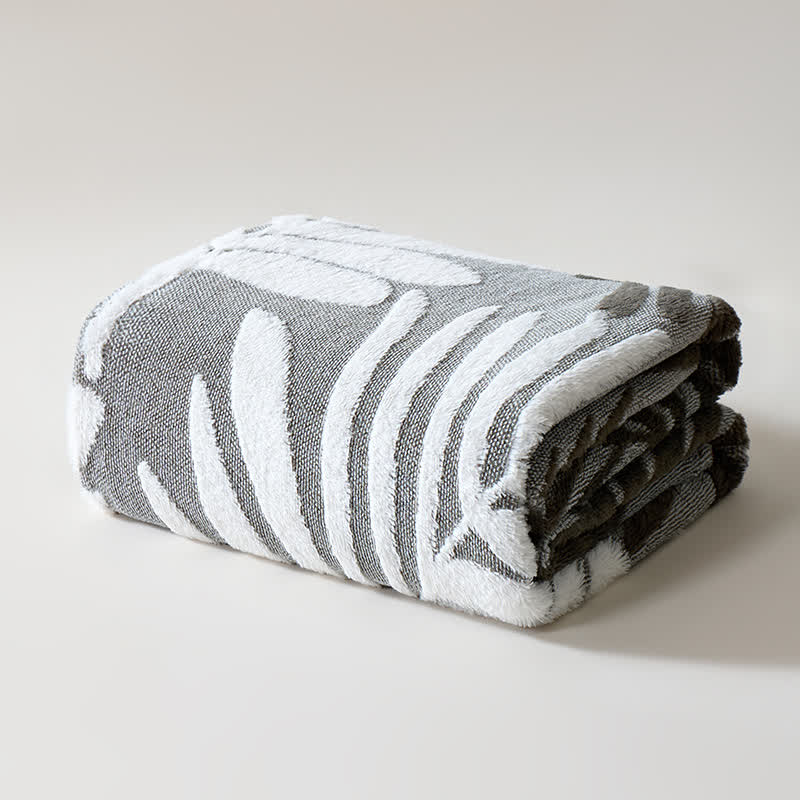 Coperta in pile con motivo botanico moderno - image 2