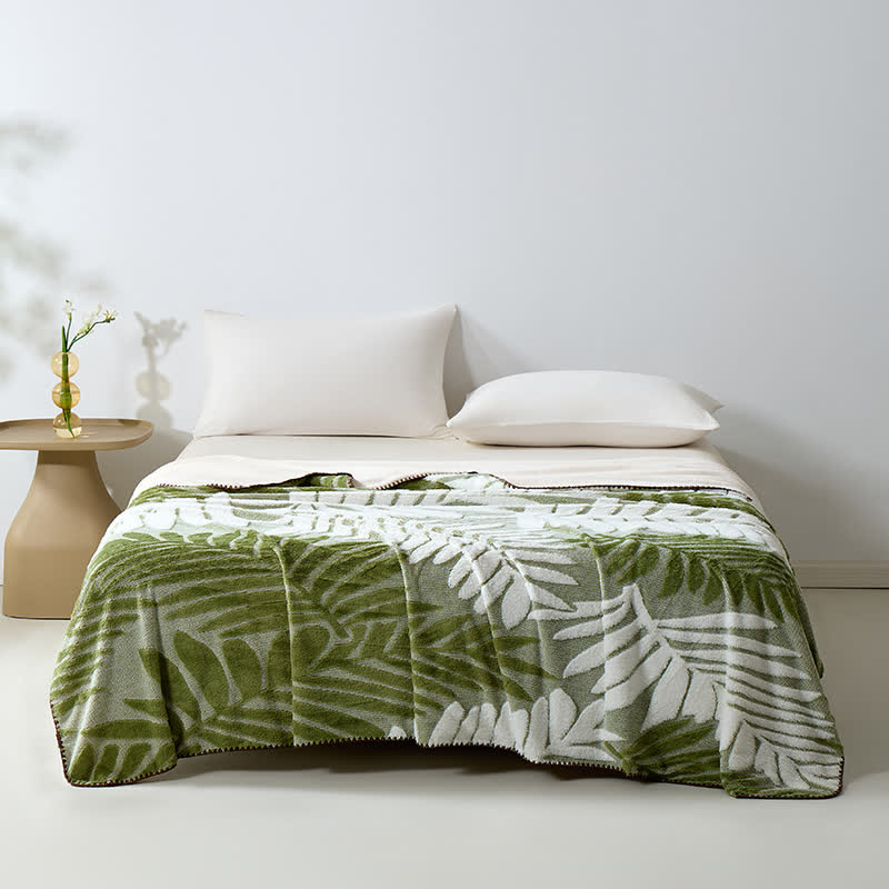 Coperta in pile con motivo botanico moderno - Verde - 200cm x 230cm - image 22