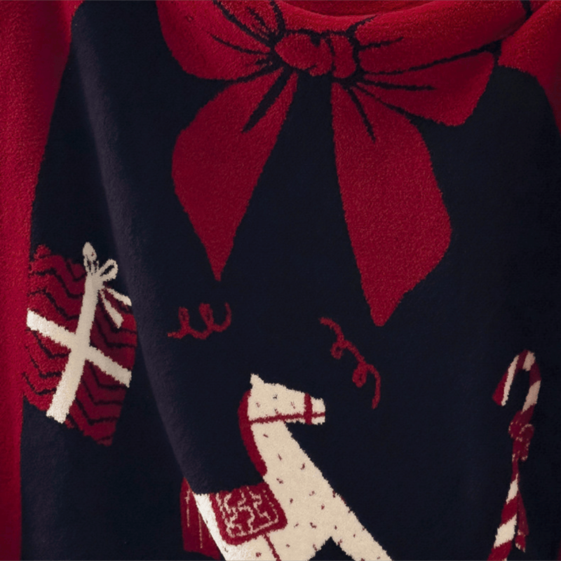 Coperta jacquard con motivo cavallo a dondolo natalizio - image 7