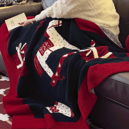Coperta jacquard con motivo cavallo a dondolo natalizio - image 2