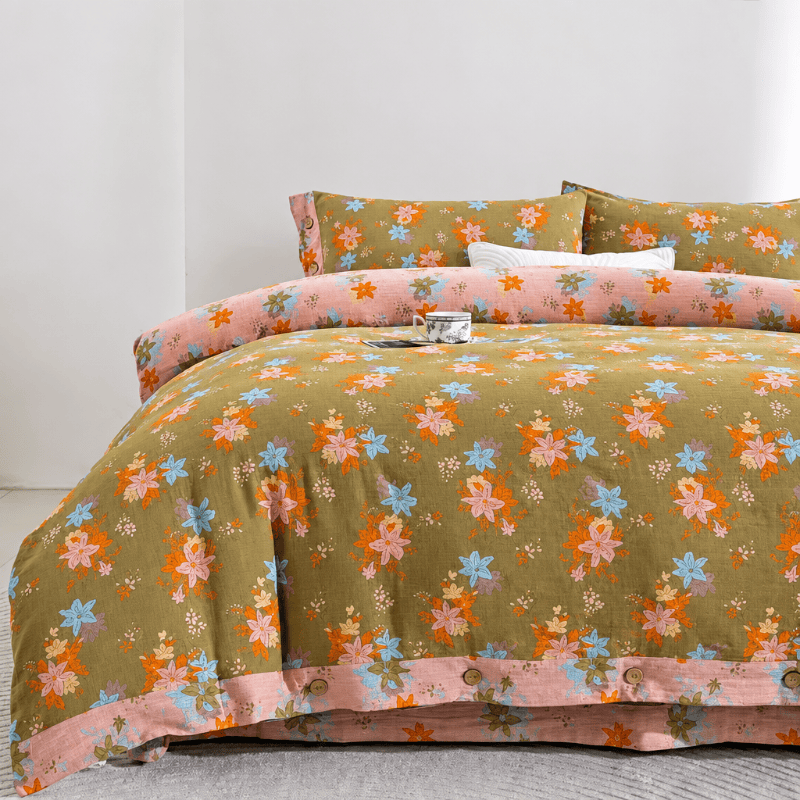 Set di biancheria da letto con copripiumino in cotone a fiori di melo selvatico. - image 1