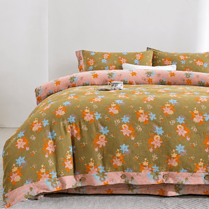 Set di biancheria da letto con copripiumino in cotone a fiori di melo selvatico. - image 1