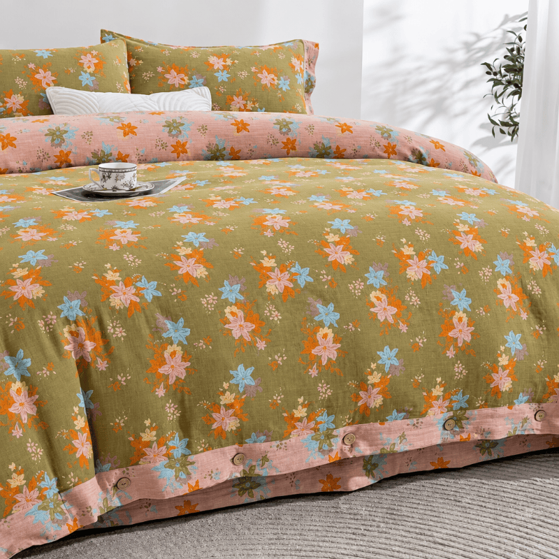 Set di biancheria da letto con copripiumino in cotone a fiori di melo selvatico. - image 2