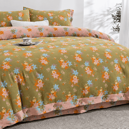 Set di biancheria da letto con copripiumino in cotone a fiori di melo selvatico. - image 2