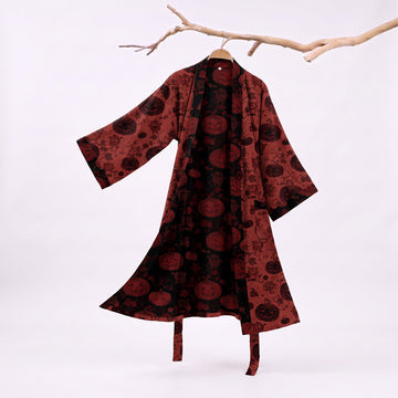 Kimono in cotone rosso e nero a tema mostro di Halloween - Rosso - 2XL - image 0