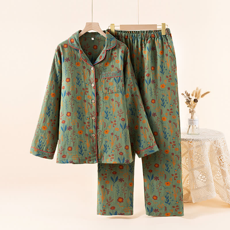 Completo da casa in cotone Garden Bloom - Verde - XL - image 15