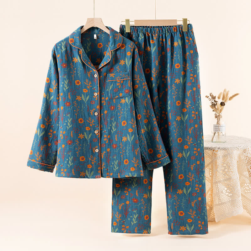 Completo da casa in cotone Garden Bloom - Blu - XL - image 1