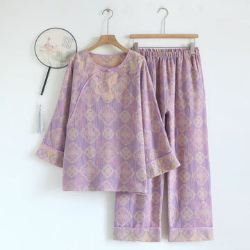 Set da salotto vintage orientale in garza di cotone - Viola - XL - image 0