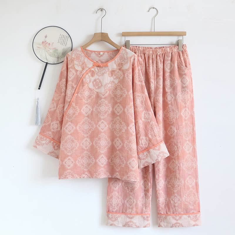 Set da salotto vintage orientale in garza di cotone - Rosa - XL - image 12
