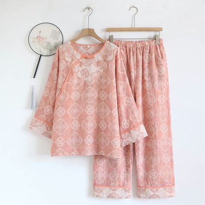 Set da salotto vintage orientale in garza di cotone - Rosa - XL - image 12