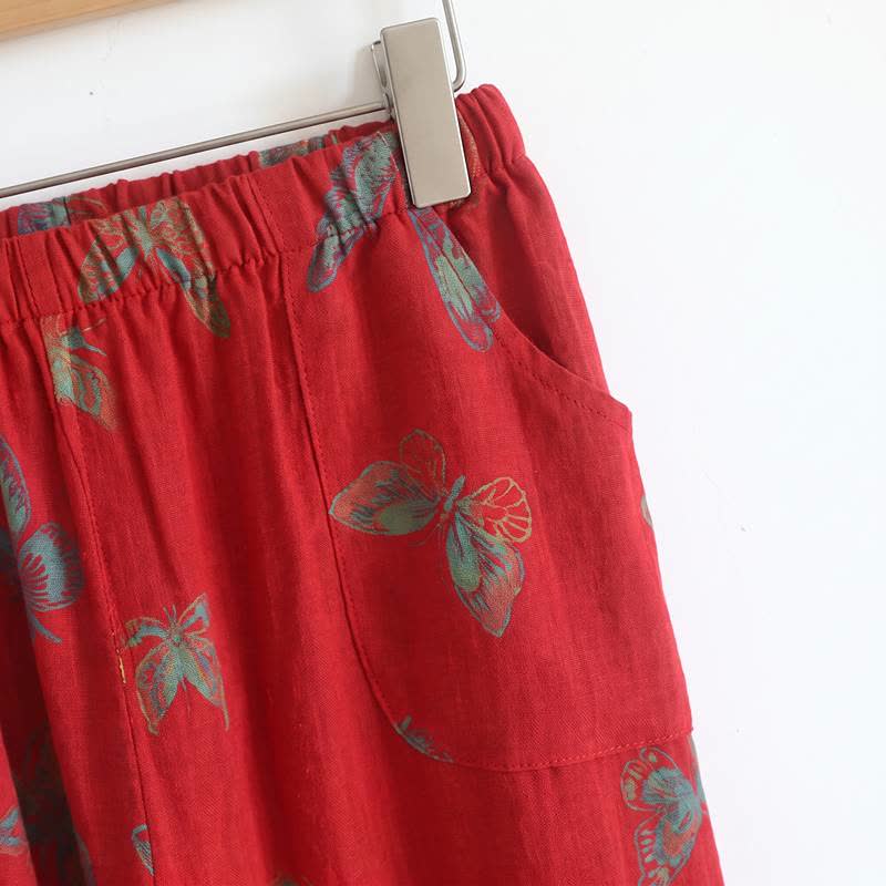 Set pigiama vintage in cotone con farfalle e bottoni a rana - image 4