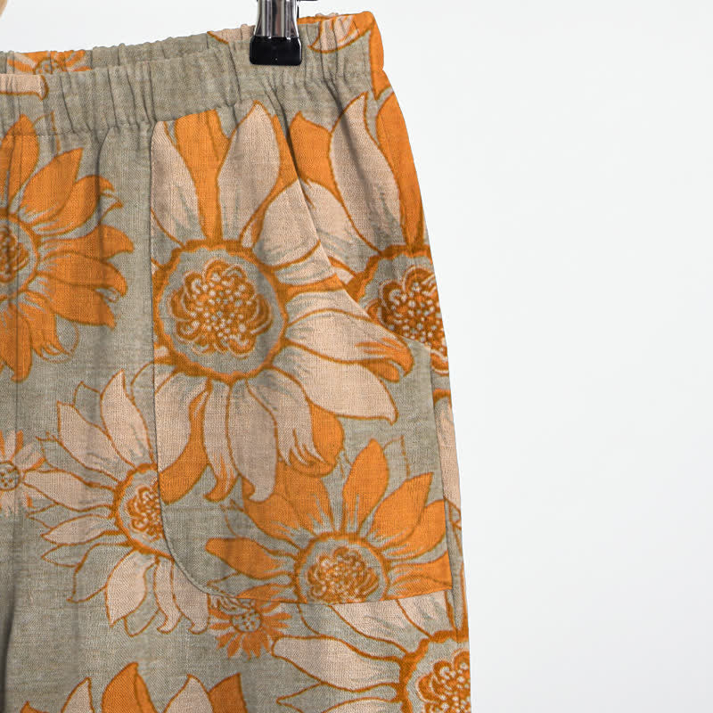 Set pigiama orientale in cotone con motivo girasole - image 10