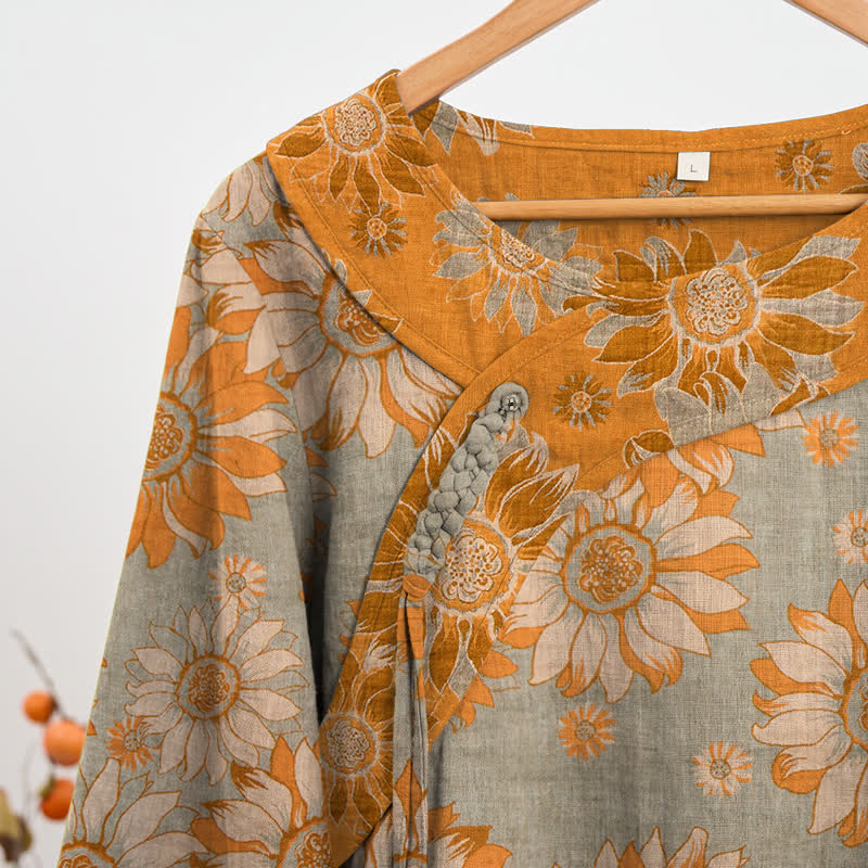 Set pigiama orientale in cotone con motivo girasole - image 8