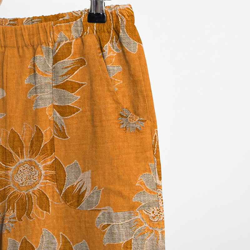 Set pigiama orientale in cotone con motivo girasole - image 4