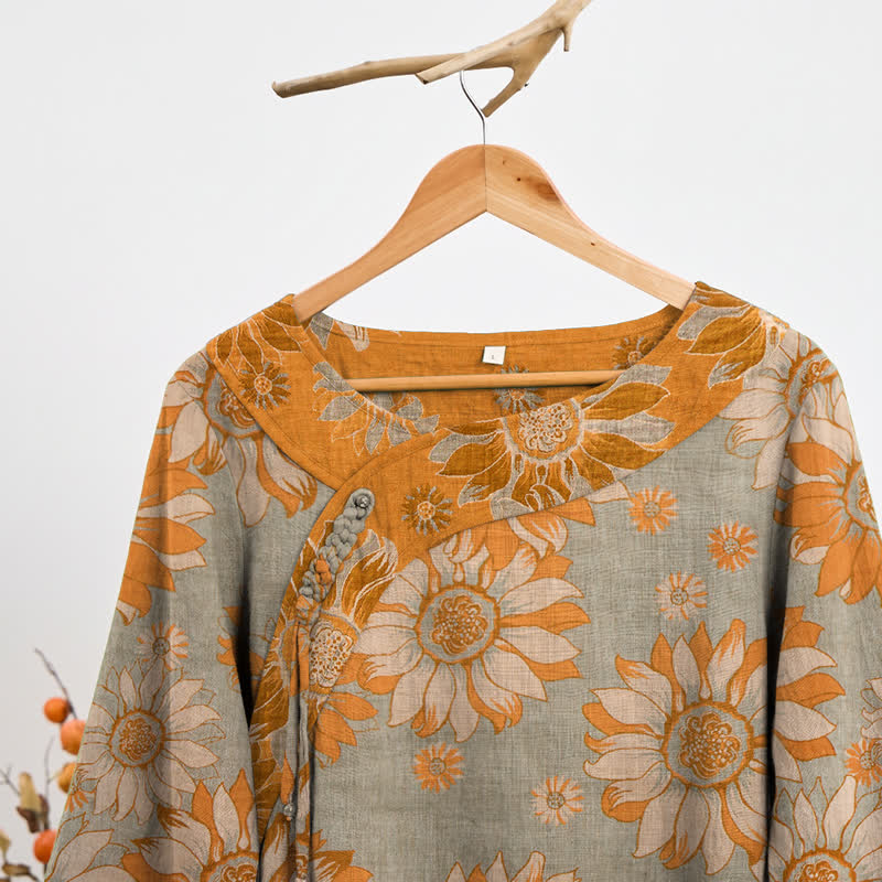 Set pigiama orientale in cotone con motivo girasole - image 7