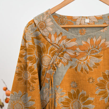 Set pigiama orientale in cotone con motivo girasole - image 2