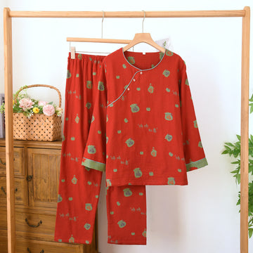 Set da salotto vintage in cotone rosso festivo - Rosso - Collo tondo - XL - image 0
