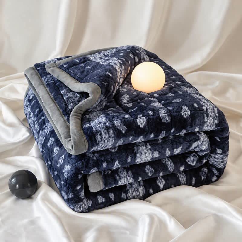 Soffice coperta trapuntata con fiocchi di neve blu - image 5